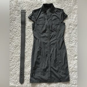 Express Midi Striped Dress with Belt